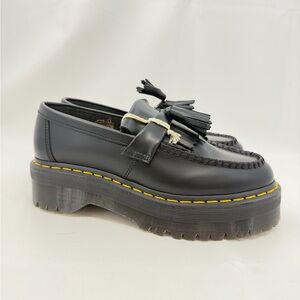 NWT Women’s  7 Dr. Martens Adrian Quad Black Platform Shoes Yellow Stitch Doc